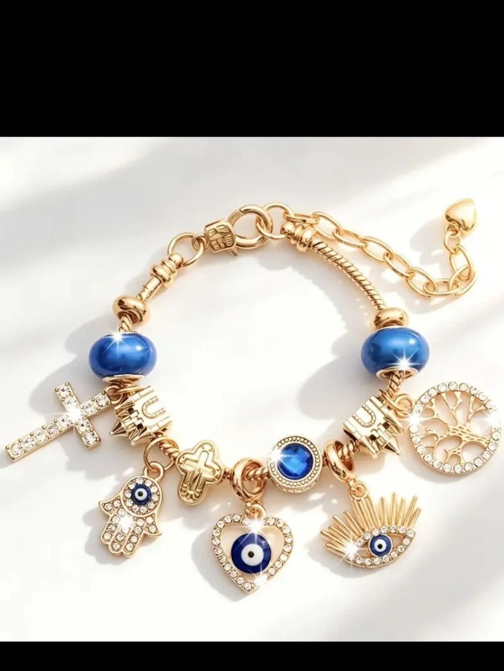 Evil Eye Gold Plated Charm Bracelet